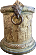 Antique Neoclassical Brass Urn with Greek Figures and Lion Handles