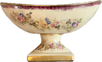 Vintage Hand-Painted Empire Ware Floral Compote Bowl with Gilded Accents