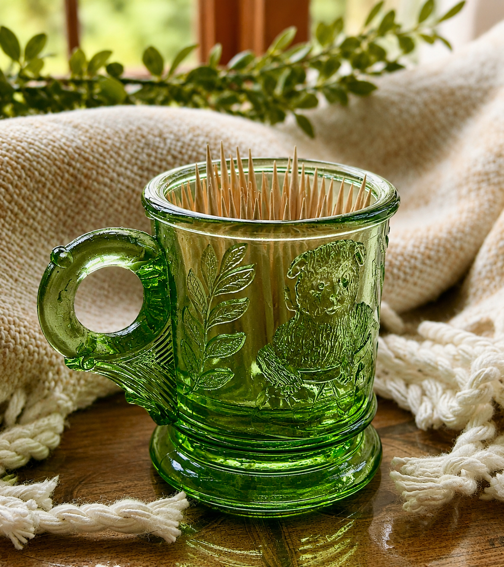 Vintage Uranium Glass Toothpick Holder