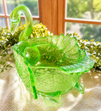 Vintage Uranium Glass Swan Bowl / Centerpiece