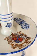 Antique European Porcelain Candlesticks with Heraldic Coat of Arms
