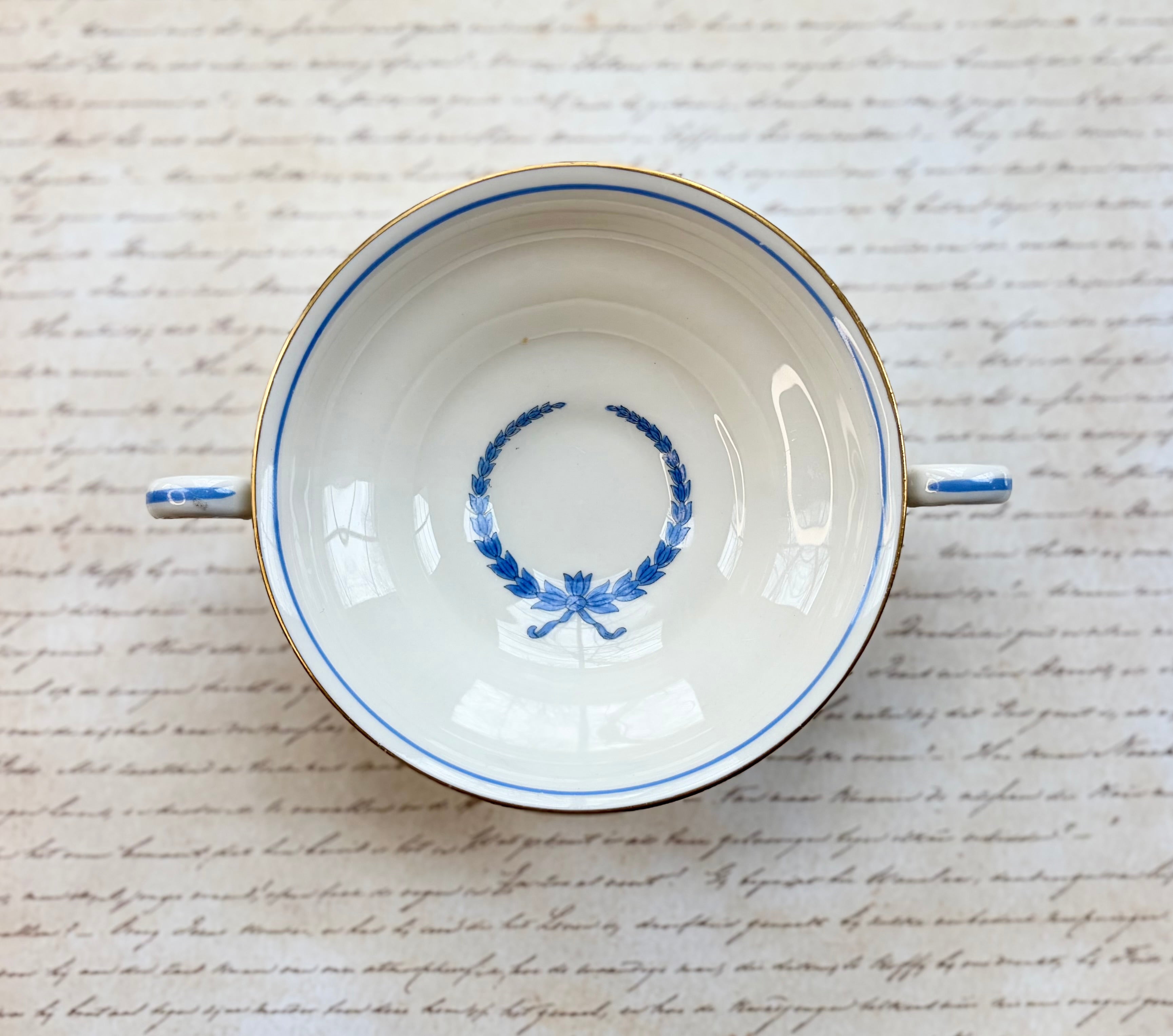 Vintage Castleton China Empire Double-Handled Soup Bowl with Laurel Wreath - Set of 8