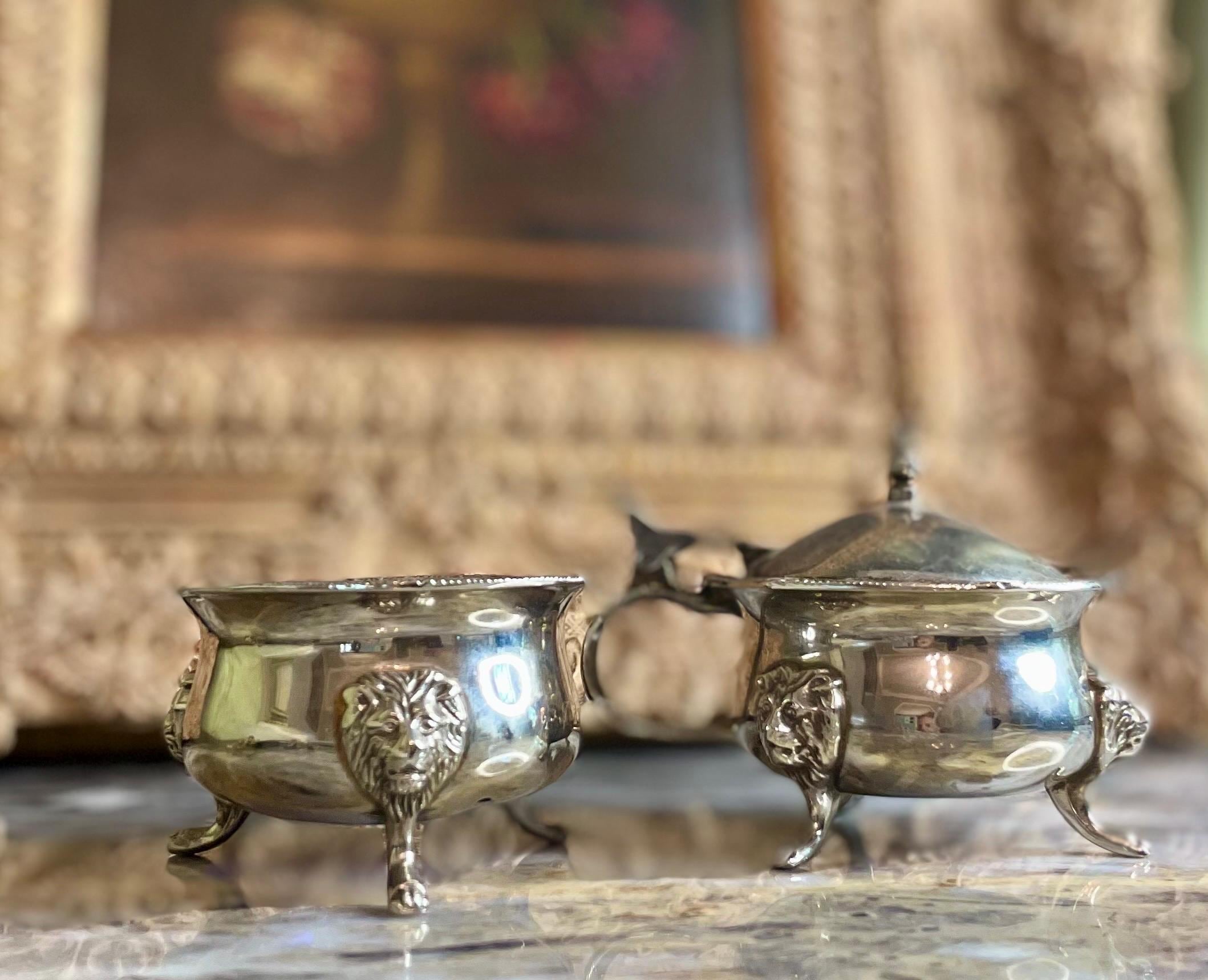 Vintage Silver Victorian Style Salt and Mustard Pots