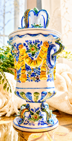 Antique Italian Capodimonte-Style Lidded Ceramic Jar