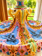 Antique Italian Maiolica Centerpiece Garniture Set by Agostinelli Dal Pra – Nove, Italy c.1880–1900