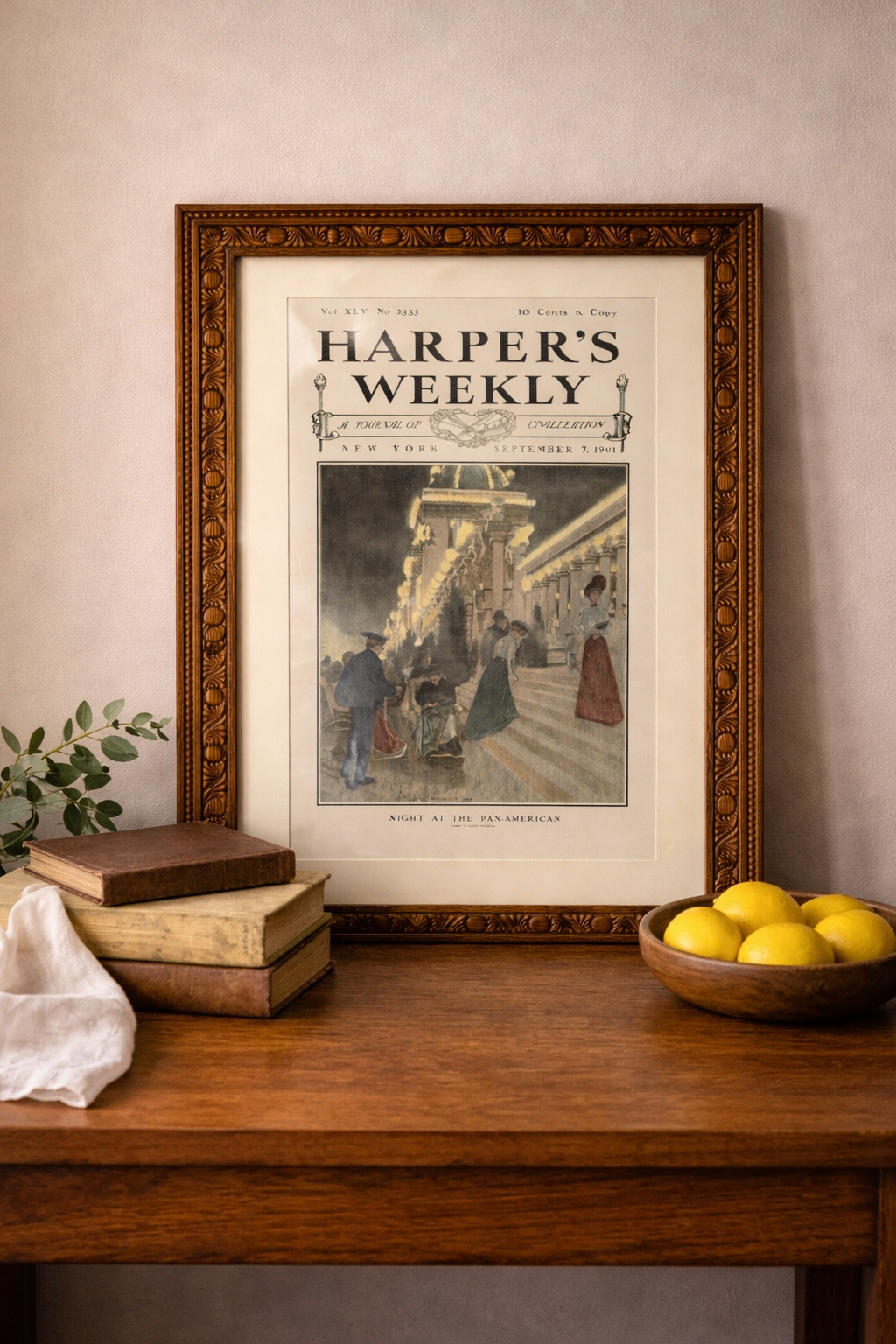 1901 Harper’s Weekly Print – “Night at the Pan-American” Buffalo Exposition