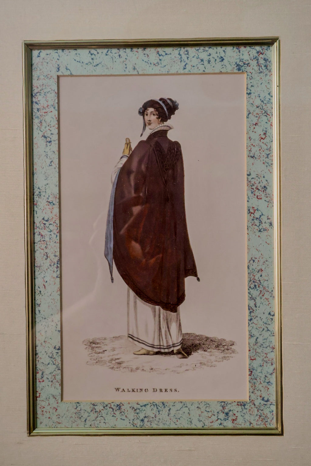 Antique Regency Walking Dress Engraving | Framed Historical Fashion Illustration