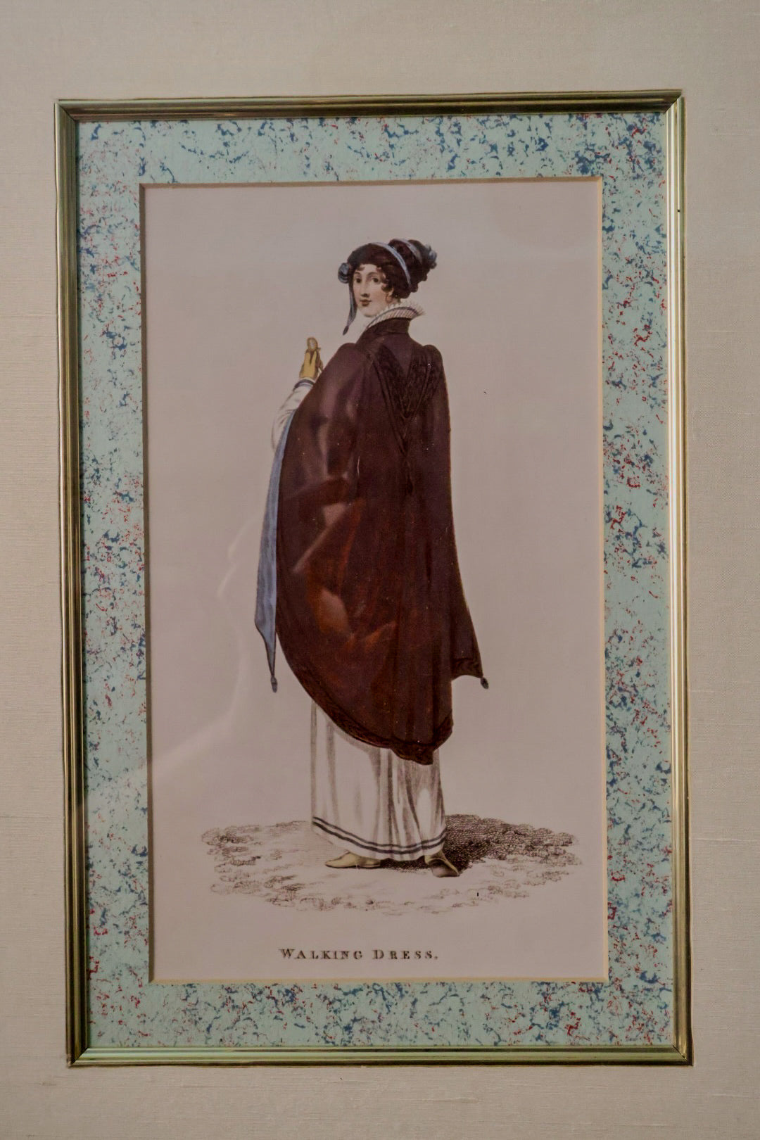 Antique Regency Walking Dress Engraving | Framed Historical Fashion Illustration