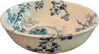 Antique Blue Transferware Wash Bowl with Ivy and Landscape Scene