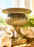 Vintage Pair Brass Urn Planters