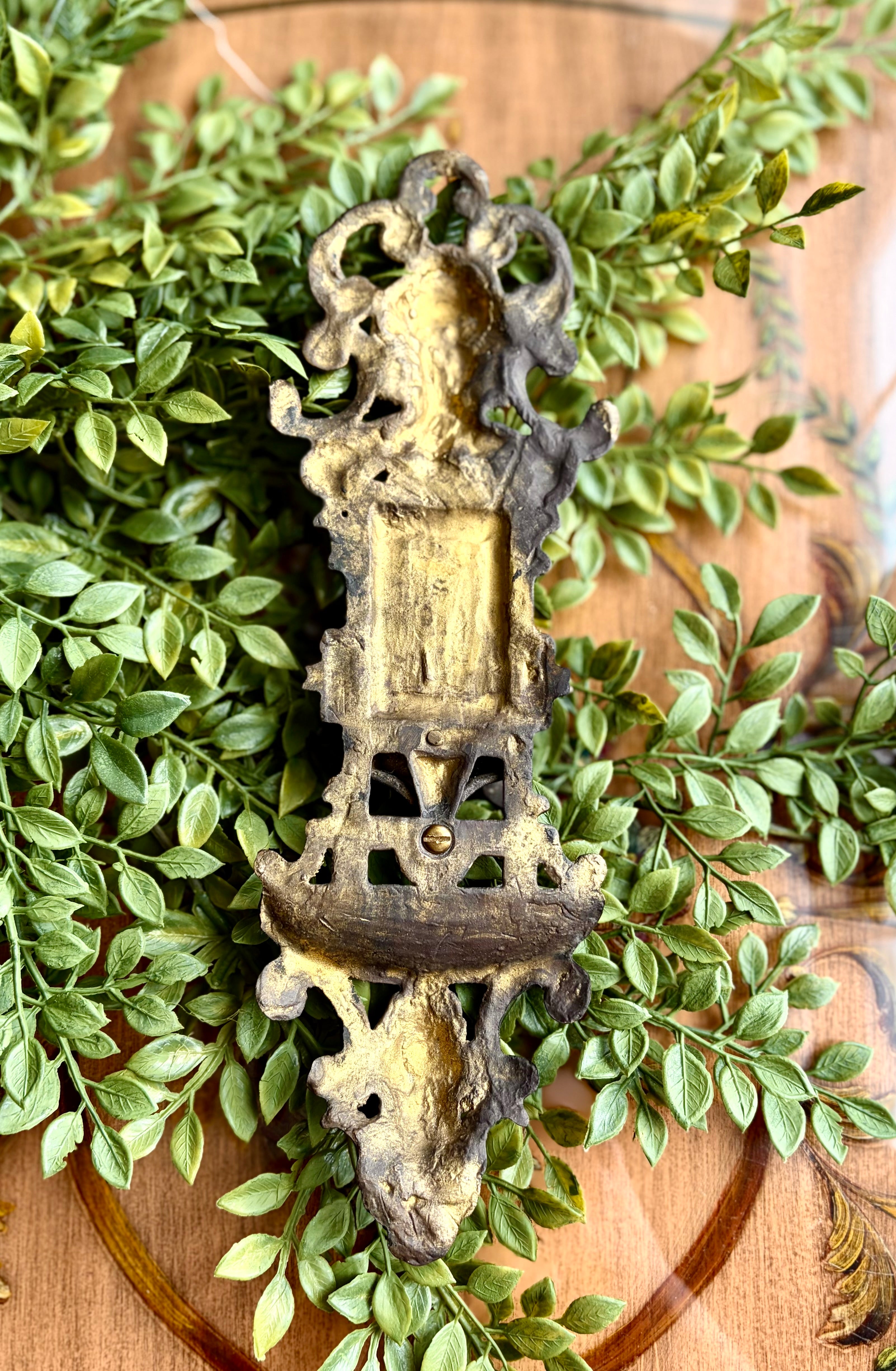 Antique Renaissance Revival Brass Match Holder