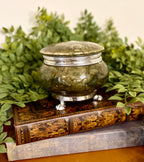 Vintage Italian Green Stone & Silver-Tone Footed Trinket Box