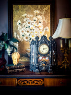 Antique 19th Century Terhune & Edwards Gothic Revival Mother-of-Pearl Mantel Clock