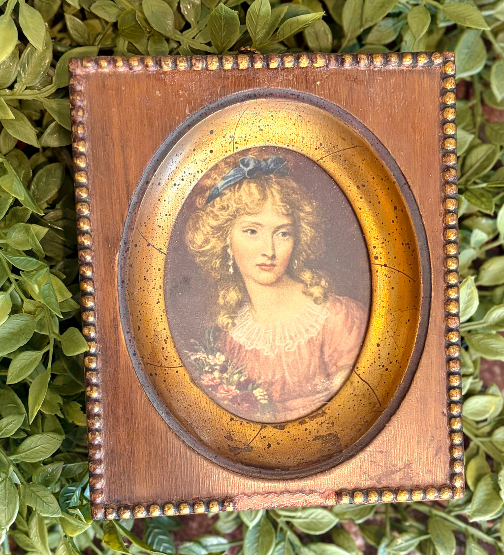 Vintage Florentine-Style Portrait Plaque