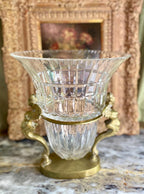 Vintage Brass and Crystal Vase with Figures