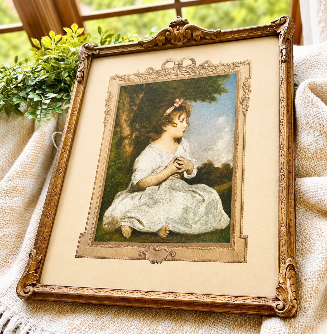 Antique “The Age of Innocence” Print in Ornate Frame