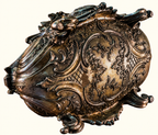 Ornate Rococo Revival Metal Jardinière | Winged Bird & Scrollwork Centerpiece