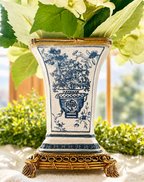 Vintage Chinoiserie Crackle Glaze Cachepot Vase