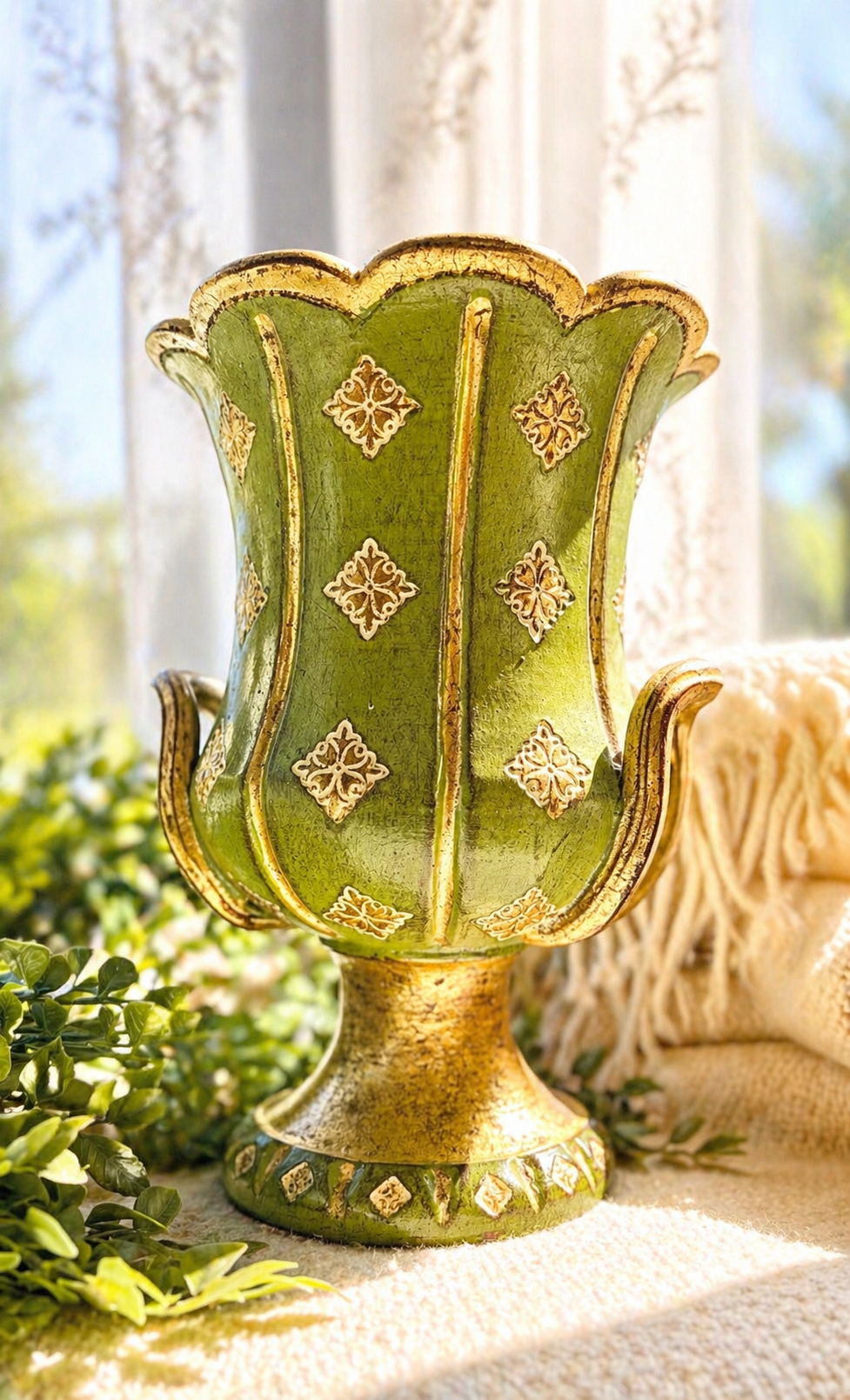 Vintage Italian Florentine Style Tole Urn