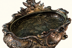 Ornate Rococo Revival Metal Jardinière | Winged Bird & Scrollwork Centerpiece