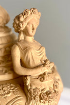 Late 19th–Early 20th Century French Clay Covered Urn with Figural Bust Handles