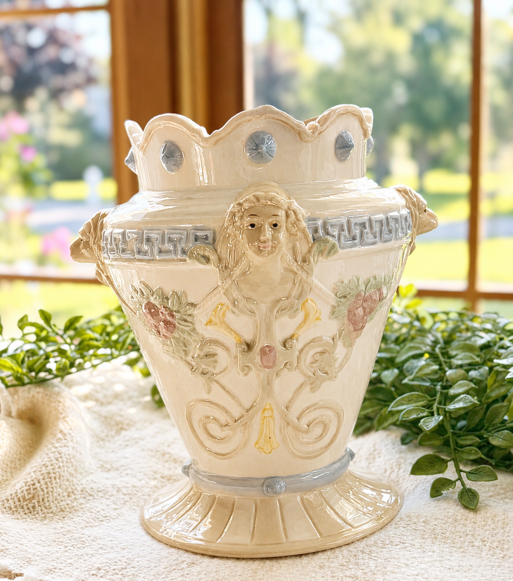 Vintage Victorian Revival Style Figural Urn Vase