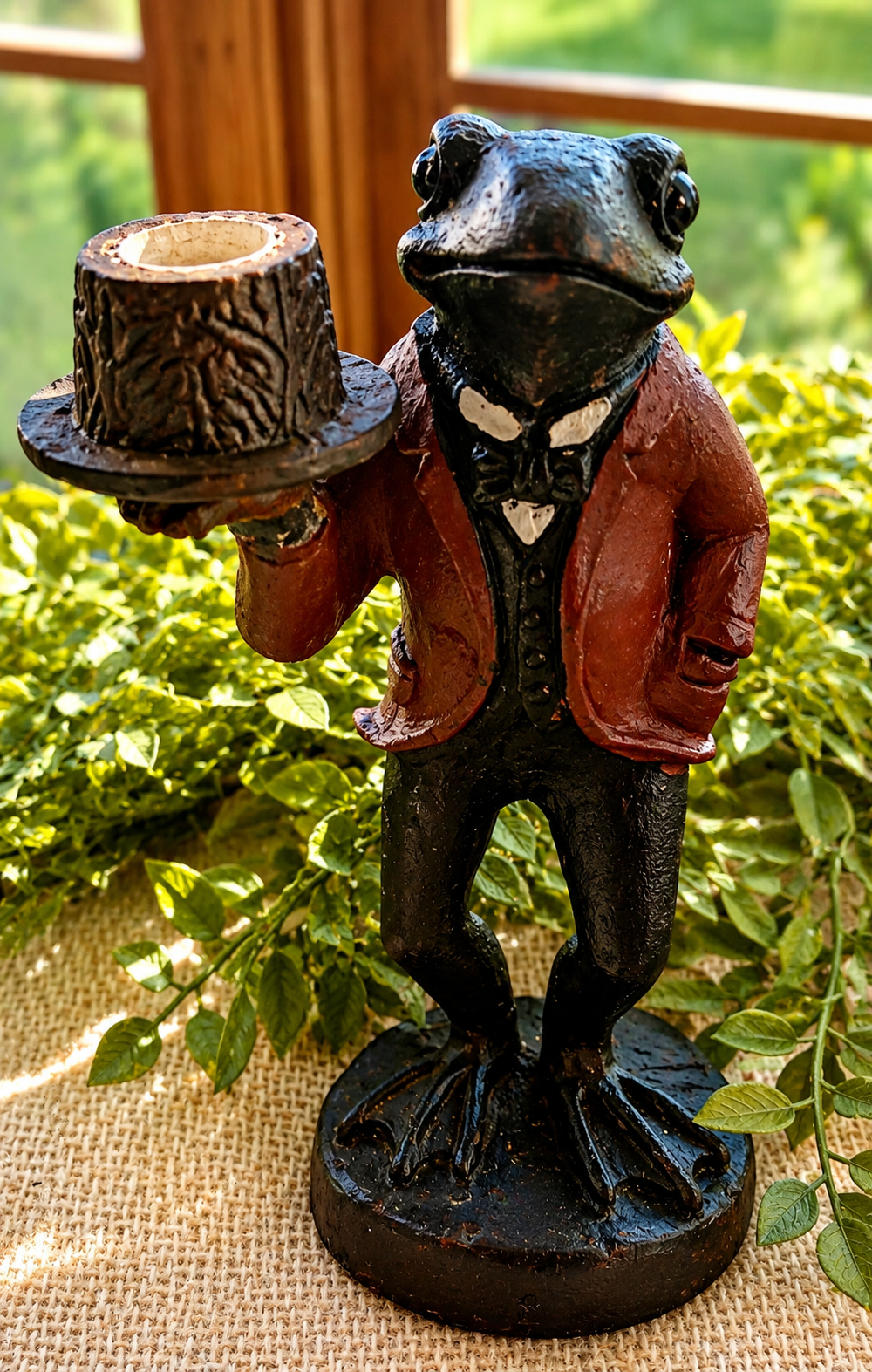 Whimsical Cast Iron Animal Butler Candle Holders – Set of 3 | Frog, Fox & Monkey Figurines