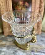 Vintage Brass and Crystal Vase with Figures