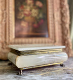 Vintage Onyx Footed Jewelry Casket with Red Velvet Interior