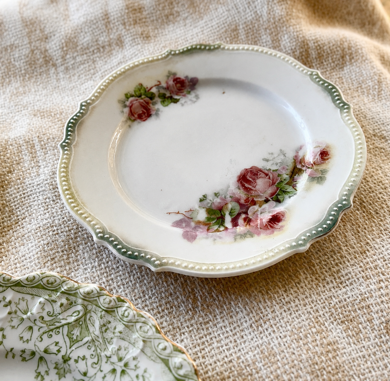 Set of 4 Vintage Mismatched Floral Dessert Plates