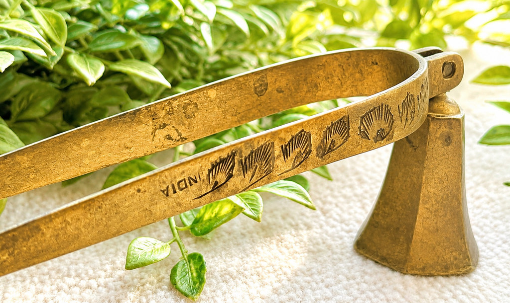 Vintage Brass Ice Tongs | Mid Century Barware Serving Tongs Made in India