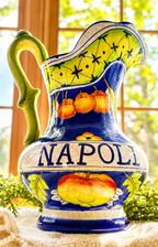 Vintage Fitz and Floyd “Napoli” Hand-Painted Ceramic Pitcher | Italian Fruit Motif