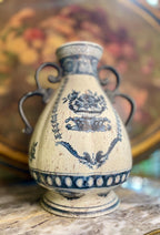 European  Blue & White Urn-Style Vase with Double Handles