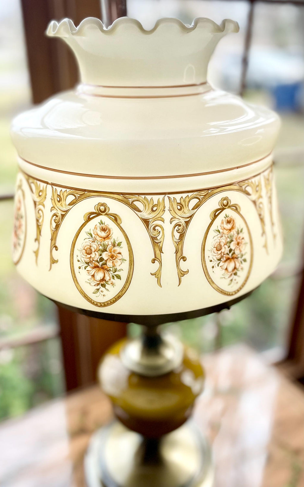 Antique Floral Hurricane Lamp