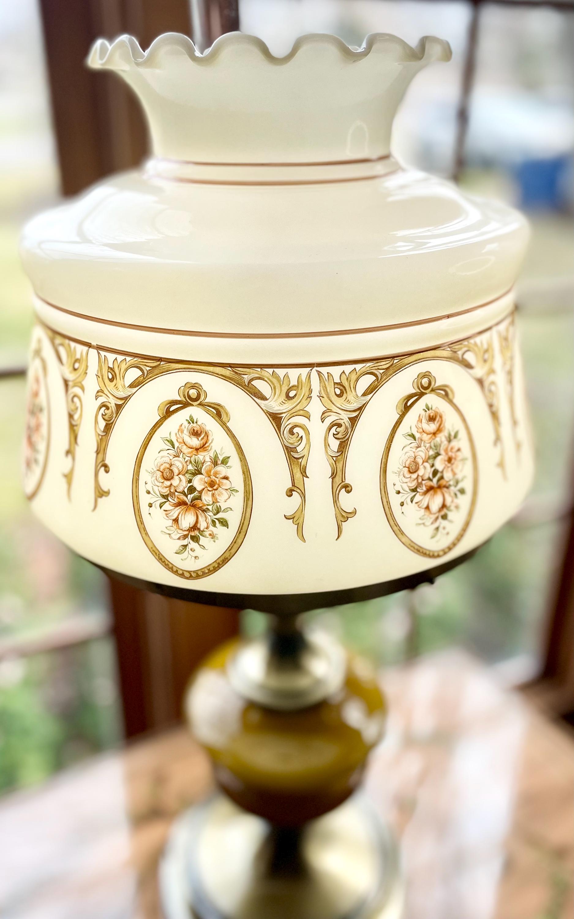 Antique Floral Hurricane Lamp