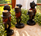 Whimsical Cast Iron Animal Butler Candle Holders – Set of 3 | Frog, Fox & Monkey Figurines