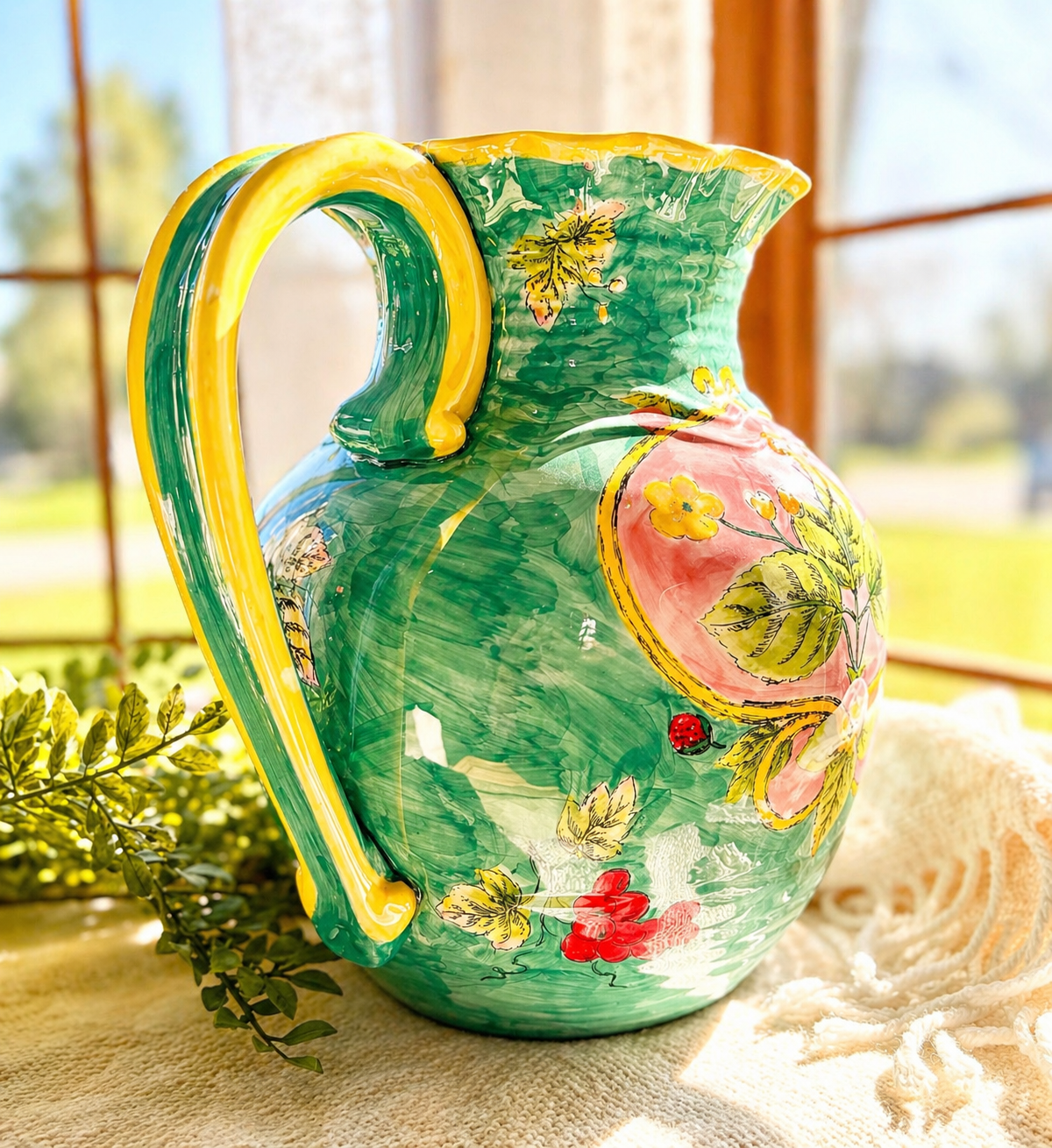 Hand Painted Italian Majolica Style Pitcher