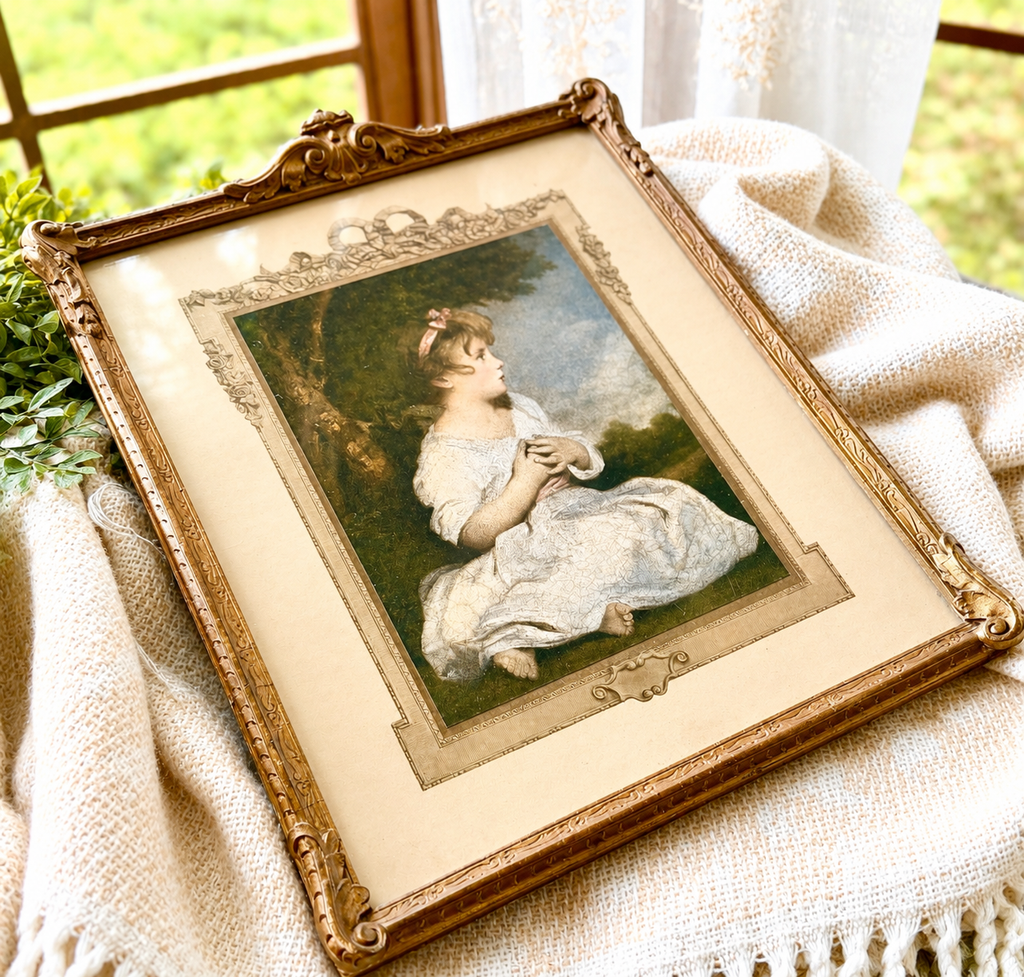Antique “The Age of Innocence” Print in Ornate Frame