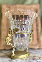Vintage Brass and Crystal Vase with Figures