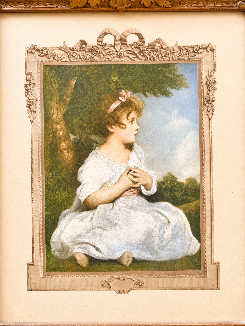 Antique “The Age of Innocence” Print in Ornate Frame