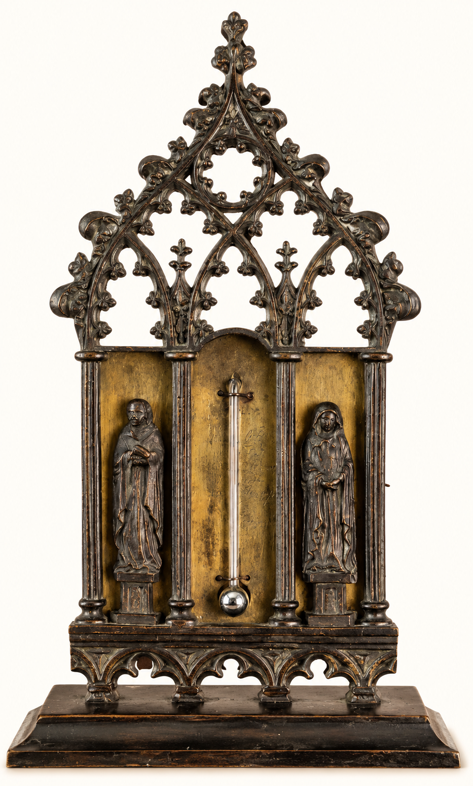 Antique Gothic Revival Cathedral Thermometer | Ecclesiastical Architectural Decor