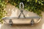 Vintage French Silverplate Centerpiece Basket | Gallia Christofle Style Footed Bowl with Ornate Handle