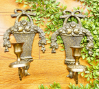 Vintage Pair of Brass Basket Wall Sconces