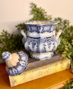 Antique English Blue & White Transferware Lidded Tureen