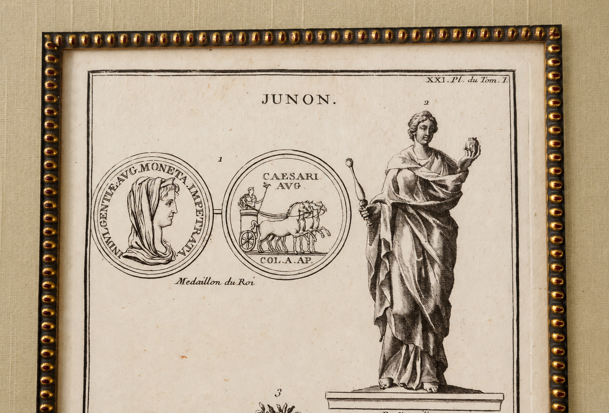 Original 19th-Century Juno Engraving | Framed Neoclassical Art