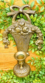 Vintage Pair of Brass Basket Wall Sconces
