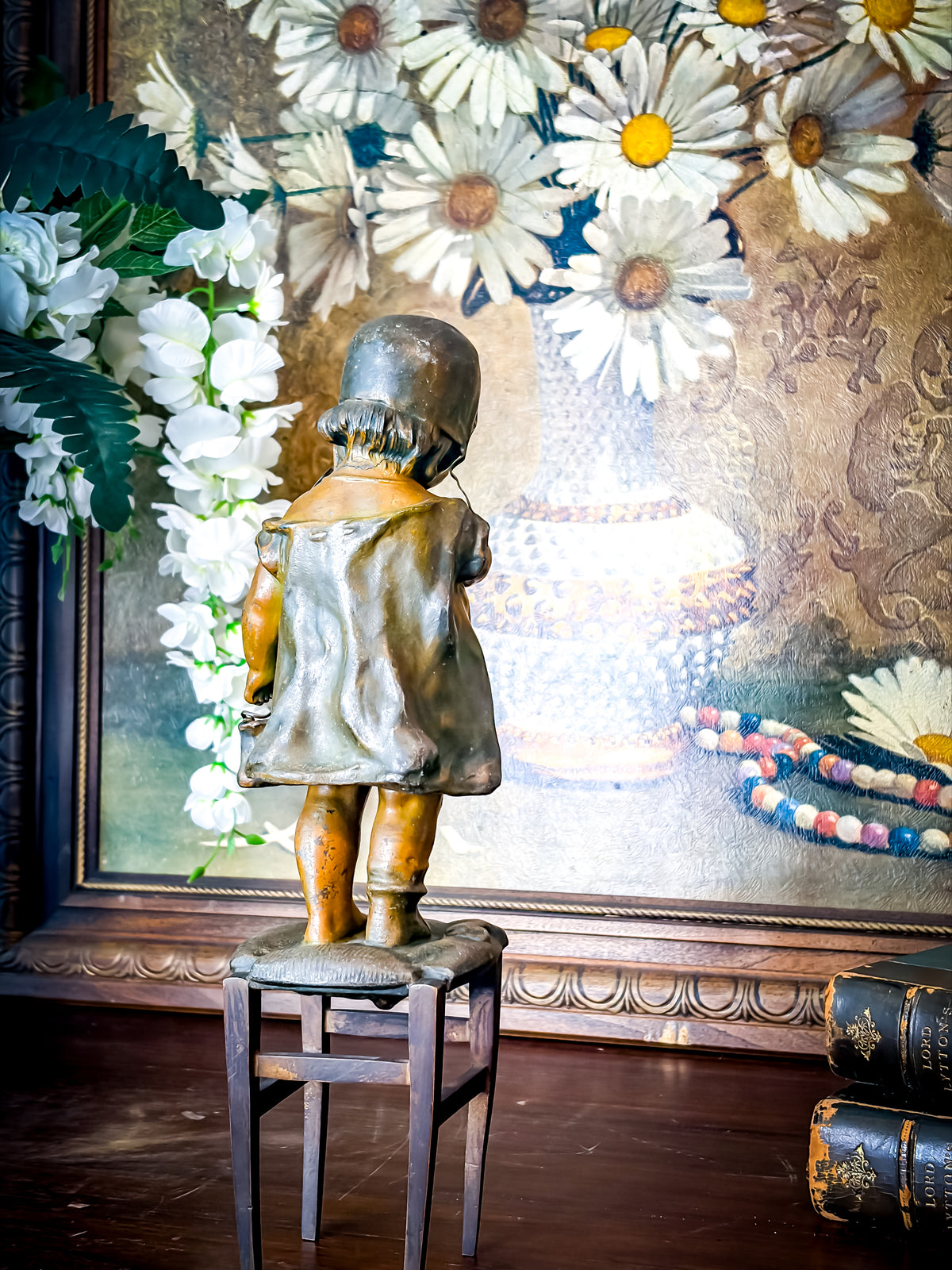 Juan Clara “Toddler on a Stool” Bronze Sculpture, Early 20th Century