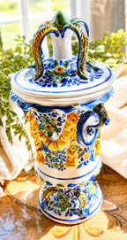 Antique Italian Capodimonte-Style Lidded Ceramic Jar