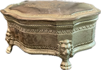 Vintage Silverplate Jewelry Casket with Lion Feet & Crest Engraving