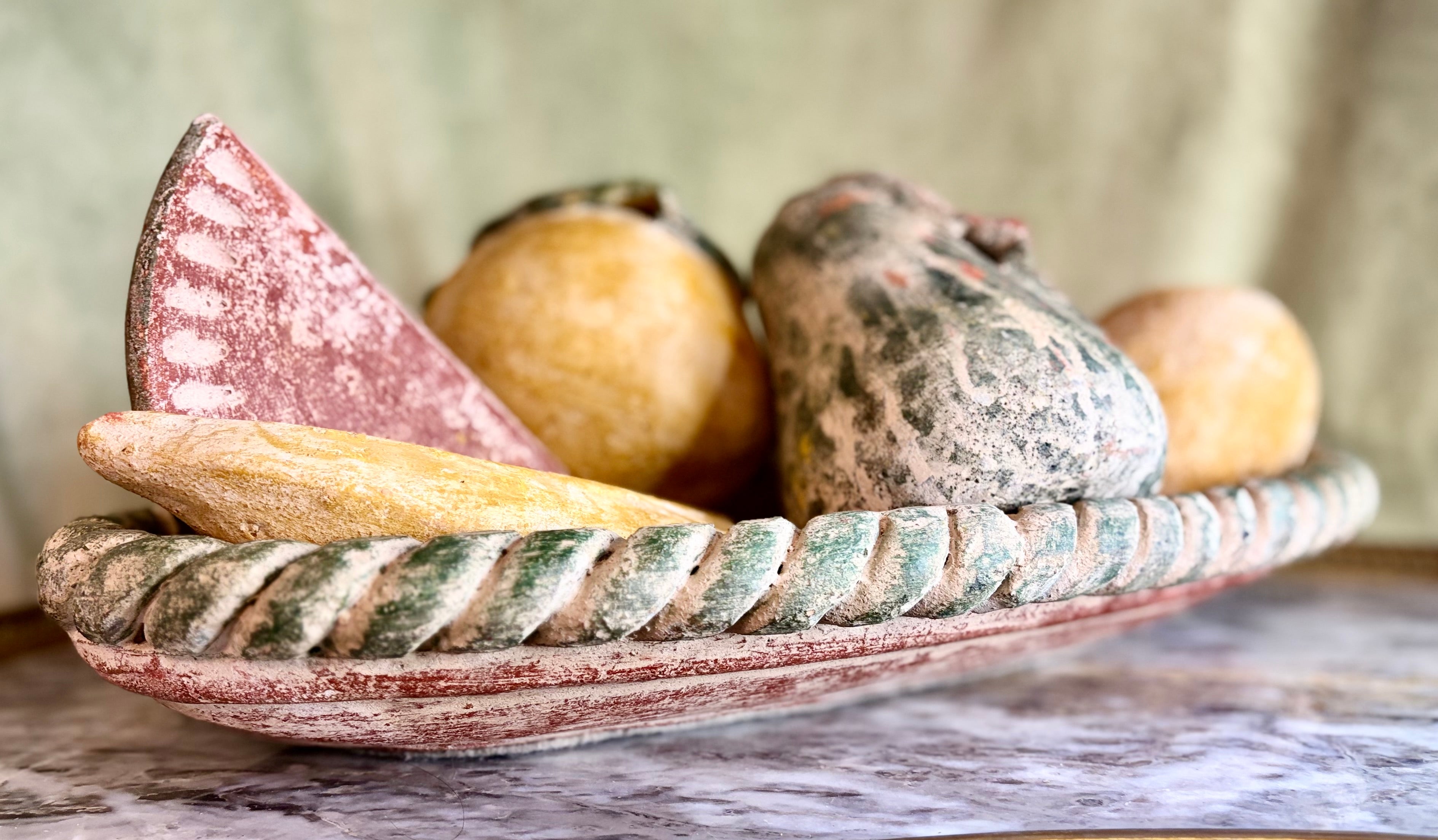 Mid-20th Century Mexican Terracotta Hand-Painted Fruit Set